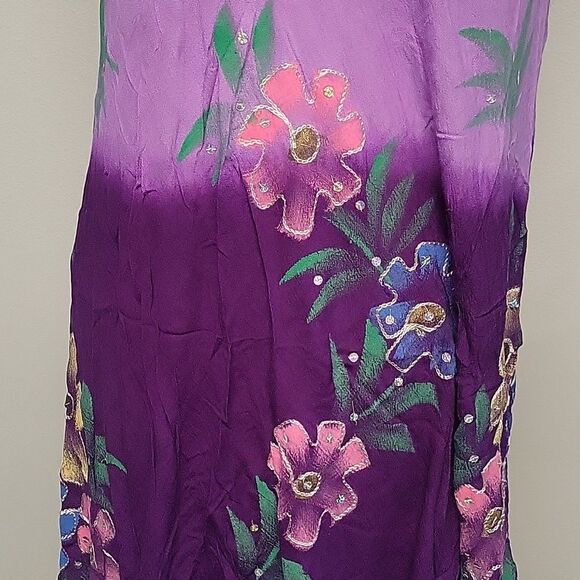 Ocean Breeze Purple Floral Sleeveless Dress, Swim Suit Cover Up. Free Size - Picture 2 of 6